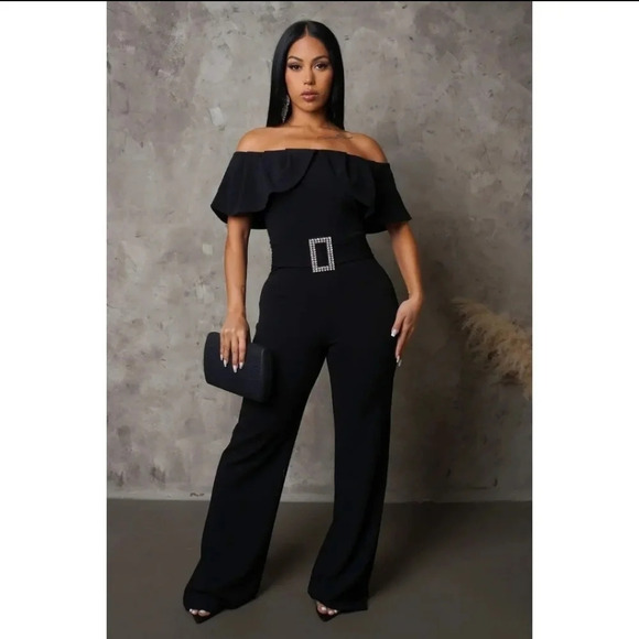 Pants - Valentina Jumpsuit - Black Comfort Fit Garment Spandex